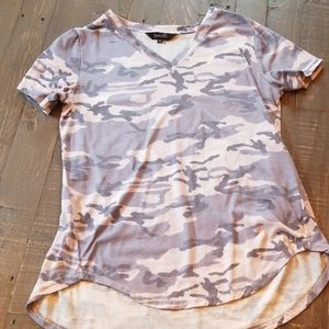 V neck Camo Shirt Blue and Grey